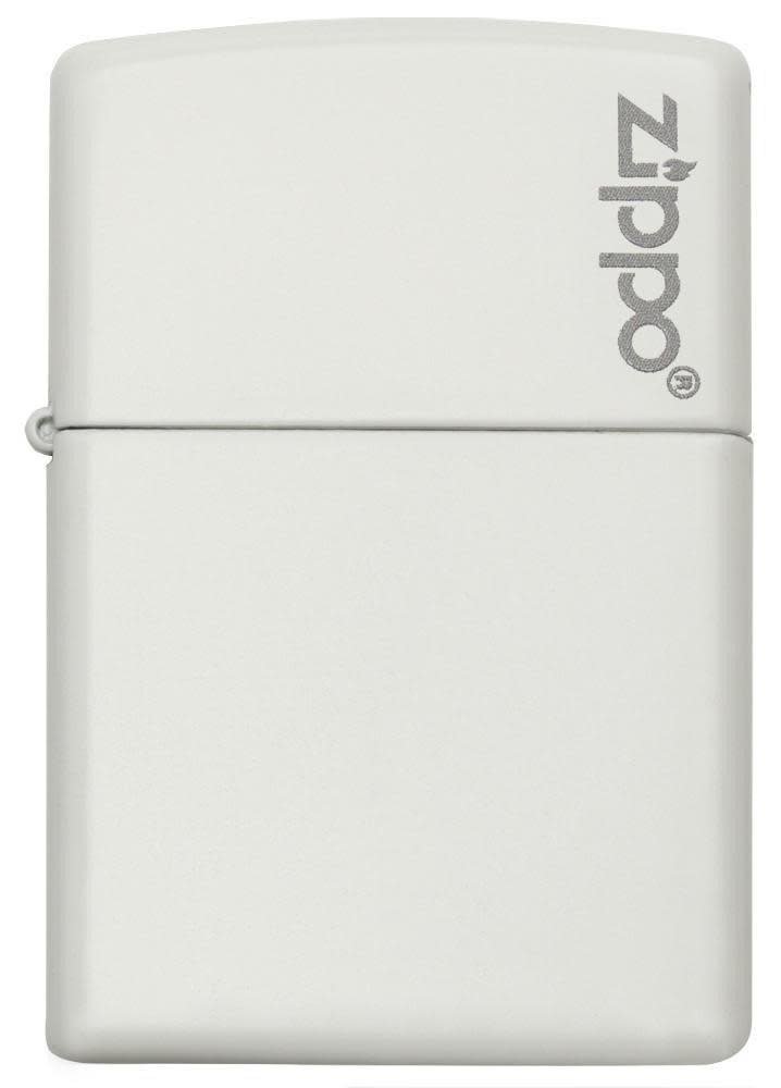 Front shot of Classic White Matte Zippo Logo Windproof Lighter